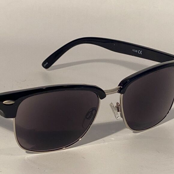 1346 Sunglasses Silver Frames Black Eyebrow Black Lens NWT - Picture 7 of 9